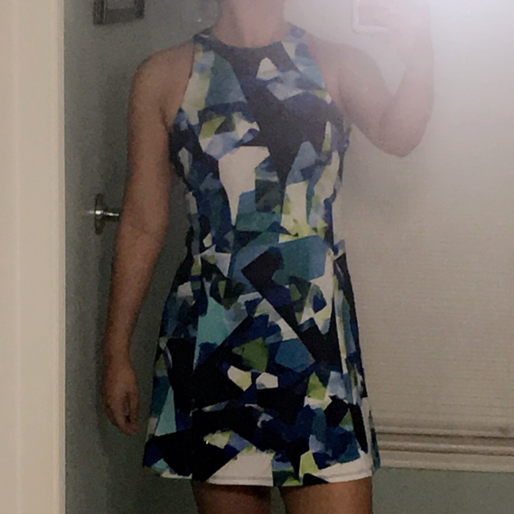 *NEVER WORN* Navy Blue/Green/White Dress